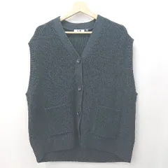 ◇ ⊇ UNIQLO ユニクロ 無地柄 - ノースリブニットカーディガン サイズXXL ネイビー系 レディース E  【1507280006108】