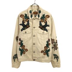 ザラウーマン 刺繍 デニムジャケット S アイボリー ZARA WOMAN ジージャン レディース