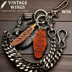 バイカー ウォレットチェーン カラビナ ストリート 革タグ アメカジ W16