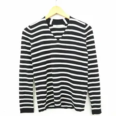 アズールバイマウジー AZUL by moussy ニット セーター ボーダー Vネック 長袖 XS ブラック ホワイト 黒 白 /MT46