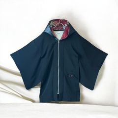 フーディ パーカー 着物 帯 ジップ レディース メンズ オーバーサイズ リメイク remake 着物フーディ 黒 ブラック 久喜倉庫店 NO.0007