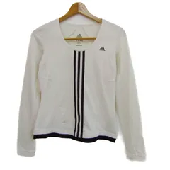 アディダス 長袖Ｔシャツ トップス ストレッチ メッシュ スポーツウエア レディース Mサイズ 白×黒 adidas 【中古】