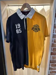 TOMMY HILFIGER トミー ポロシャツ 半袖 ネイビー イエロー サイズL A-955