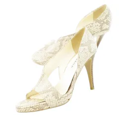 ダイアナ DIANA オープントゥパンプス ハイヒール レザー 革 パイソン型押し 22.5 ベージュ /CK11 ■GY18