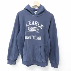 L/古着 アメリカンイーグル 長袖 スウェット パーカー メンズ ビッグロゴ ラグラン 紺 ネイビー 25may01 中古 スエット トレーナー トップ