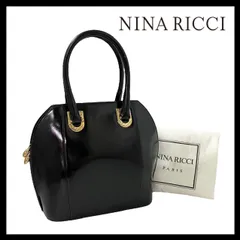 【NINA RICCI】ハンドバッグ ブラック/黒 ゴールド金具 エナメル ニナリッチ (SER-4656)