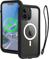 iPhone13 Pro max防水ケース iPhone13 Pro max防水カバー MagSafe対応 マグネット搭載 あいほん13ケースpro max防水 IP68防水防塵 耐衝撃  Qi充電対応 360度全面保護  （ブラックフレーム+クリア背面）