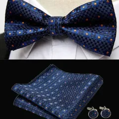 格安　3点セット 蝶ネクタイ　カフスチーフ ポケットチーフ 結婚式 イベント パーティー ダンスパーティー　卒業式　入学式　入社式　成人式　父の日　 　ワンタッチ　オレンジ色　ドット柄　水玉柄　ネイビー色　スーツ ワイシャツ　ワンタッチネクタイ