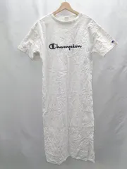 ◇ ⊂ Champion チャンピオン Tシャツ 半袖 ロング ワンピース サイズ M ホワイト系 レディース E  【1501160040435】