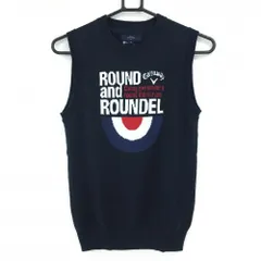 【美品】キャロウェイ ニットベスト ネイビー フロント英字 ウール混 レディース M ゴルフウェア Callaway