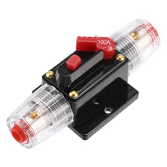uxcell 車のサーキットブレーカー 手動リセット付き インラインヒューズホルダー保護 DC 12V- 48V 100A ブラック レッド 1セットのサムネイル