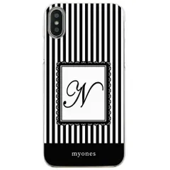 【新品未使用】Galaxy A55 5G SC-53E SCG27 ギャラクシー クリア ハードケース ( ストライプホワイト  イニシャルN ) ボーダー ストライプ イニシャル アルファベット