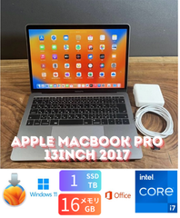 ［最上位］Apple MacBook Pro 13inch 2017/Core i7 2.5 GHz/SSD1TB/16GB/Office 2024/Windows11/400（15）