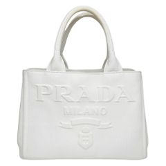 【美品】PRADA プラダ 1BG439 カナパ ファブリックハンドバッグ ホワイト
