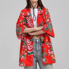 レトロ 花柄プリント シャツ レディース 半袖 花柄シャツ レトロ柄 トップス プリントシャツ 韓国ファッション ストリート 柄シャツ 派手 個性的