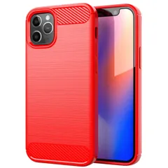 iPhone12 Pro Max ケース アイフォン12プロマックス  カーボン調 薄型 耐衝撃 ソフト ケース 【Color】 レッド
