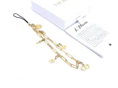 ■新品同様■ ChristianDior クリスチャンディオール スター チェーン ストラップ キーホルダー チャーム ゴールド系 DJ1417