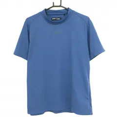 ★特価★【美品】スリクソンbyデサント 半袖ハイネックシャツ ブルー×黒 織生地 ロゴプリント  メンズ LL ゴルフウェア SRIXON