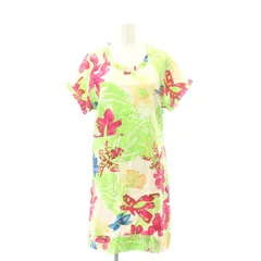 シーバイクロエ SEE BY CHLOE フラワー柄シルクワンピース ミニ 半袖 I38 黄緑 白 ピンク /HK ■OS
