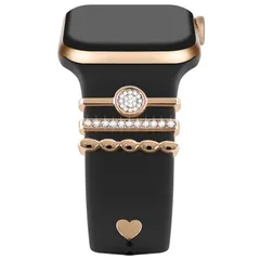 4個の金属装飾かわいい 女性 腕時計の装飾 腕時計バンド アクセサリコンパチブルApple Watch 49mm 45mm 44mm 42mm 41mm 40mm 38mm IWATCH Ultra シリーズ8 SE 7 6 5 4 3 2 のチャ