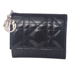 クリスチャン・ディオール Christian Dior レディディオール ロータス ウォレット 3つ折り財布 S0181OVRB_M900 ブラック パテントカーフスキン 未使用