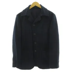 コムサメン COMME CA MEN コート ジャケット コンバーチブルカラー 起毛 ウール混 ネイビー 紺 L