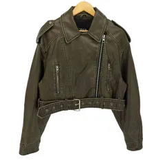 ザラ ZARA Cropped Faux Leather Biker Jacket クロップド フェイクレザー バイカージャケット レディース import：L 