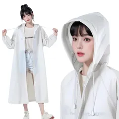 [sugarello] レインコート ロング丈 防水 厚手 EVA樹脂 通気性 ポンチョ 携帯便利 軽量 雨合羽 男女兼用 アウトドア イベント 通勤通学 防災グッズ (ココナッツホワイト) [ココナッツホワイト]