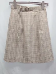 ◇ ⊂ ◎ MAJESTIC LEGON マジェスティックレゴン チェック 膝丈 台形 スカート サイズM ベージュ系 マルチ レディース P  【1409090028533】