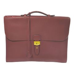 HERMES/エルメス サックアデペッシュ41・○T刻(1990年)ブリーフケース・アタッシュケース ビジネスバッグ/レッドブラウン系【♂】【B】【メンズ】★■584147【中古】
