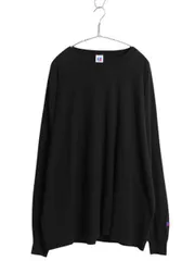 【お得なクーポン配布中!】 90s ラッセル 無地 長袖 Tシャツ メンズ XL 古着 オールド ロンT ロングスリーブ カットソー ワンポイント ブランク 大きいサイズ ブラックのサムネイル