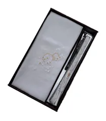 正絹白帯揚げ・帯締め３点セット【留袖用】【雪輪金刺繍】【フォーマル】