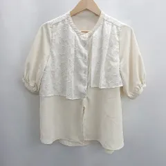 ◇ ⊂ idem イデム スタンドカラー レース 半袖 シャツ サイズF ベージュ系 レディース E 【1502030044232】