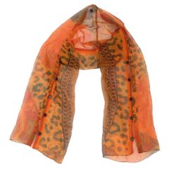 新品同様 エルメス 付け襟 プティアッシュ シルク 牛革 グレー その他  