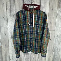 FAT エフエーティー 厚地 肉厚 裏地ワッフル生地 ダブルフェイス フード付き チェック ネルシャツ SKINNY