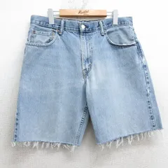 W35/古着 リーバイス Levis 550 ショート パンツ ショーツ メンズ ヒゲ コットン 紺 ネイビー デニム 25apr04 中古 ボトムス 短パン ショー