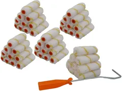 smile planing 大量50本 ミニ スモール ペイントローラー 4インチ 100mm 50本セット 専用ハンドル おまけ付き