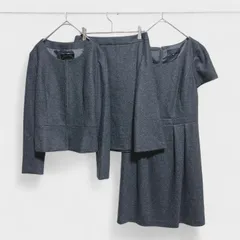 【美品】【UNTITLED】『アンタイトル』スカートスーツワンピースセット ノーカラージャケット  ダークグレー (M) 商品A8 管理A
