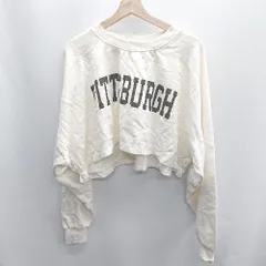 ◇ ⊇ chico クロップド ロゴプリント ショート丈 長袖 スウェット サイズF オフホワイト レディース E  【1410100013036】