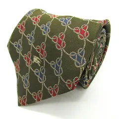 バーバリーズ ブランド ネクタイ 馬具 総柄 ホースマーク シルク PO メンズ カーキ Burberrys 【中古】