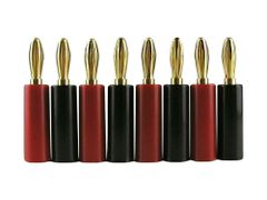 【在庫セール】ゴールド ソルダーレス 金メッキ 24K レッド＆ブラック バナナプラグ 8本セット MG-M