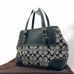 良品 1288 Coach ハンドバッグ シグネチャー キャンバス レザー 黒