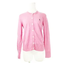 ポロ ラルフローレン POLO RALPH LAUREN PIMA COTTON カーディガン ピマコットン ニット クルーネック 長袖 ポニー ロゴ 刺繍 ワンポイント SP ピンク /CK4 ■GY27