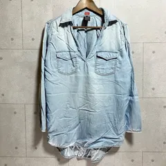 DOUBLE STANDARD CLOTHING ダブルスタンダードクロージング スキッパー デニム調 シャツ プルオーバー 長袖 トップス 38 ブルー レディース SG237-6