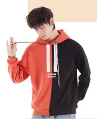 I930 パーカー 裏起毛 バイカラー トレーナー 人気 フード付 防寒着 韓国