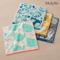 タオルハンカチ 北欧 fikalycka  猫 猫グッズ ジャガード織