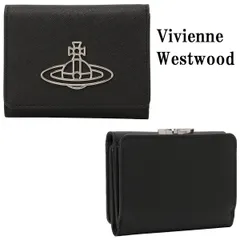 ヴィヴィアン ウエストウッド Vivienne Westwood サフィアーノ シンライン オーブ 口金 三つ折り 財布 がま口 レディース ブラック