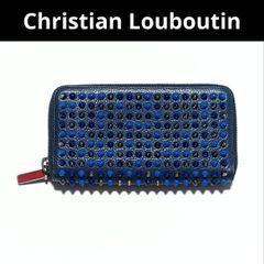 クリスチャンルブタン パネトーネ ラウンドファスナー 長財布 ブルー×レッド