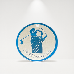 ネームプレート キラリ輝く 彫刻 金属 鏡面 名札 ゴルフマーカー ゴルフ バッグタグ 名前キーホルダー ゴルフタグ ゴルフ 刻印 名札 キャディバッグ ストラップ ゴルフバッグ キャリーバッグ 金属製 高級 ゴルフ ネームタグ 円形 半身デザイン 男性用