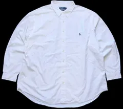 00s ポロ ラルフローレン ワンポイント ボタンダウン コットンシャツ 白 3X BIG★07 特大 オールド ブロード ホワイト オーバーサイズ